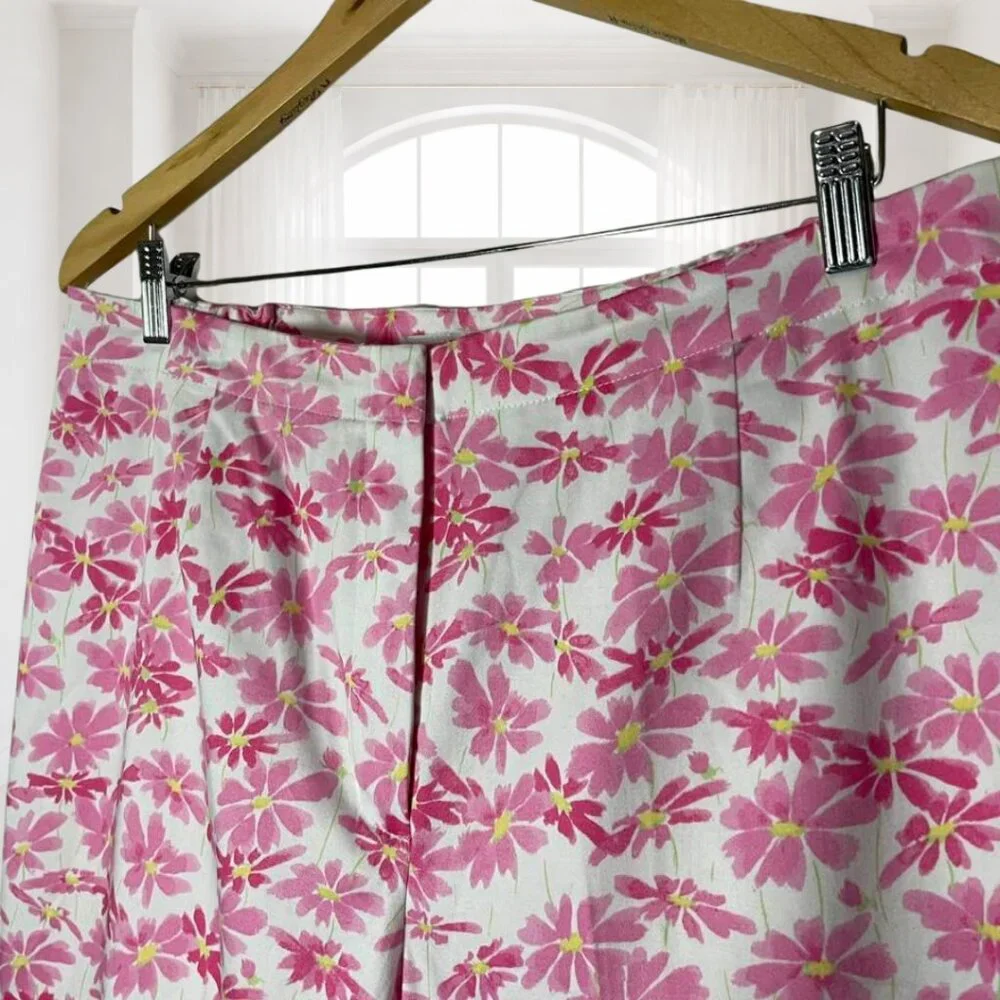 Liz Claiborne Woman Michaela Floral Ankle Pants 16W Pink Stretch Cotton Career - Picture 4 of 14